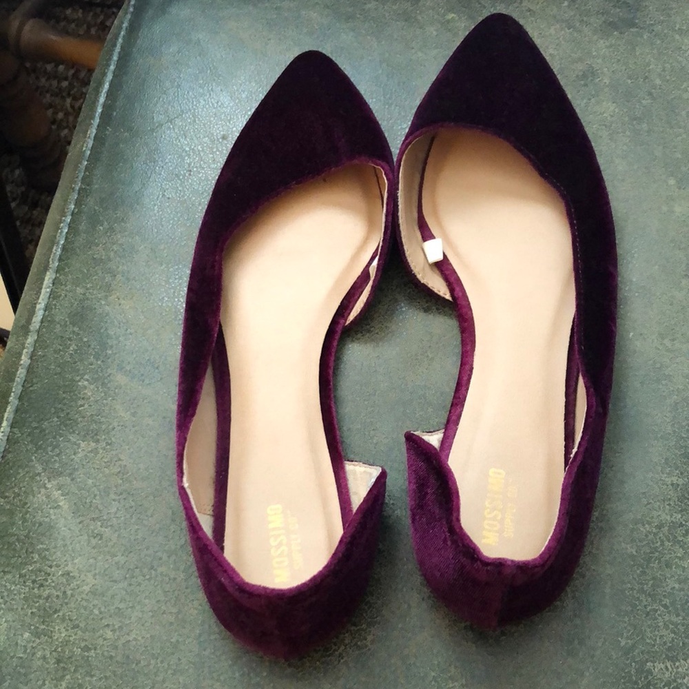 Purple velvet flats